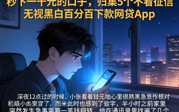 秒下一千元的口子，归集5个不看征信无视黑白百分百下款网贷app