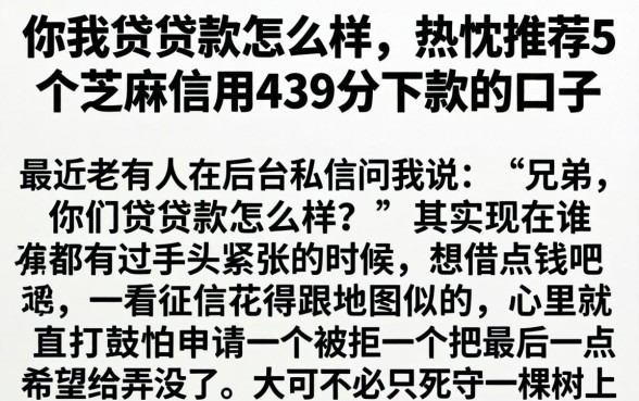 你我贷贷款怎么样，热忱推荐5个芝麻信用439分下款的口子