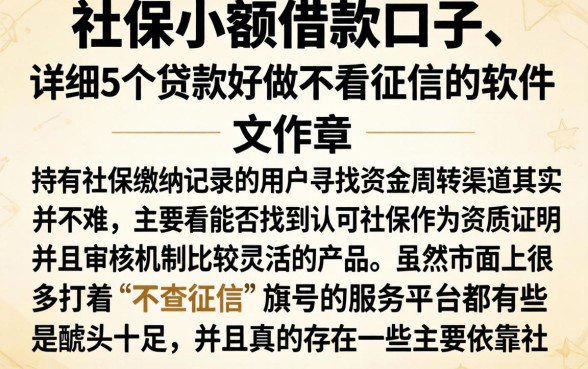 社保小额借款口子，详细阐述5个贷款好做不看征信的软件