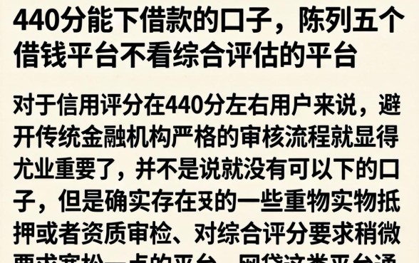 440分能下借款的口子，陈列五个借钱平台不看综合评估的平台