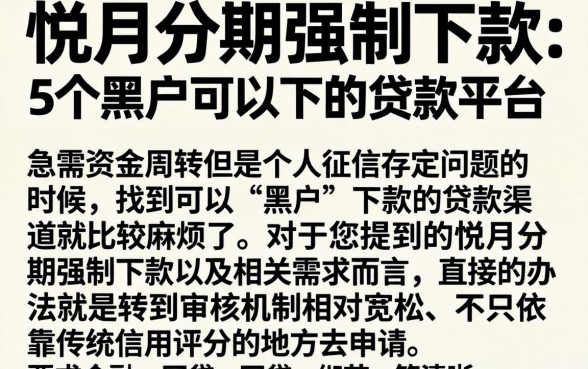 悦月分期强制下款，详尽说明5个黑户可以下的贷款平台