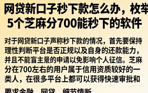 网贷新口子秒下款怎么办，枚举5个芝麻分700能秒下的软件