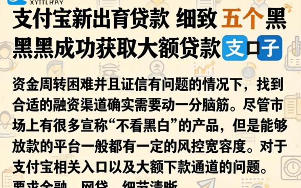 支付宝新出的贷款，细致阐述五个黑户成功获取大额贷款的口子