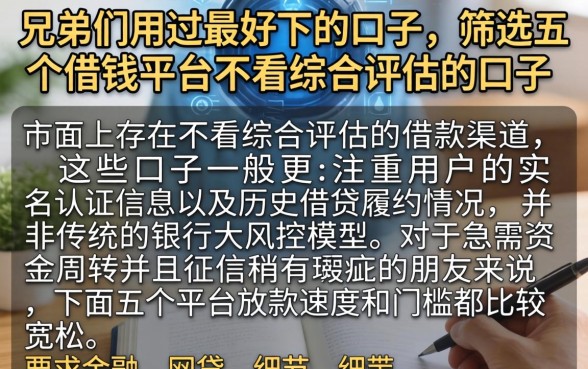 兄弟们用过最好下的口子，筛选五个借钱平台不看综合评估的口子