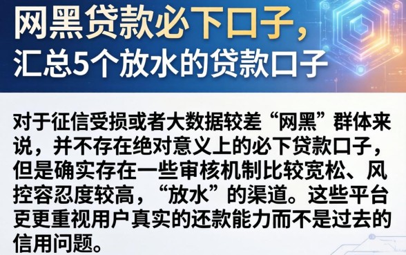 网黑贷款必下口子，汇总5个放水的贷款口子