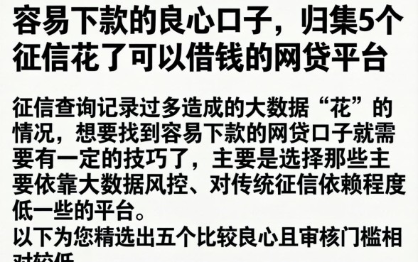 容易下款的良心口子,归集5个征信花了可以借钱的网贷平台