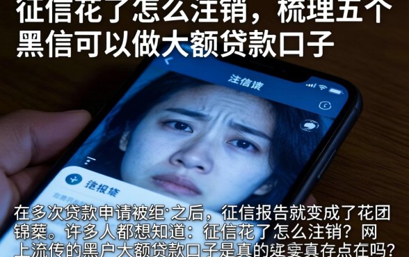 征信花了怎么注销，梳理五个黑户可以做大额贷款口子
