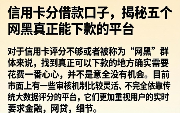 信用卡分借款口子，揭秘五个网黑真正能下款的平台