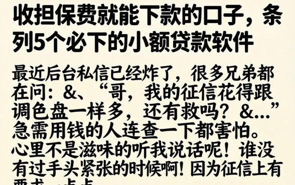 收担保费就能下款的口子，条列5个必下的小额贷款软件