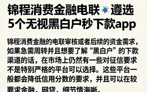 锦程消费金融电联，遴选5个无视黑白户秒下款app