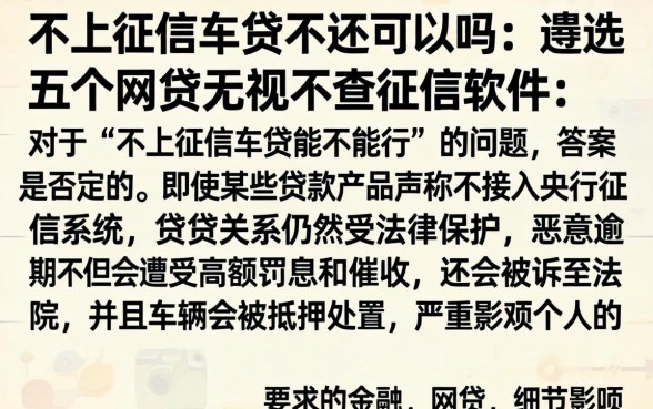 不上征信车贷不还可以吗，遴选五个网贷无视不查征信软件