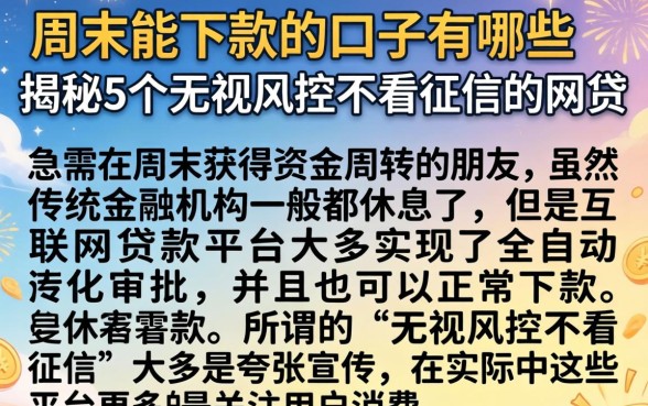 周末能下款的口子有哪些，揭秘5个无视风控不看征信的网贷