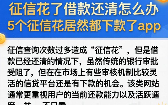 征信花了借款还清怎么办，枚举5个征信花居然都下款了的app