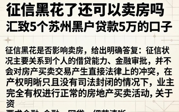 征信黑花了还可以卖房吗，汇整5个苏州黑户贷款5万的口子