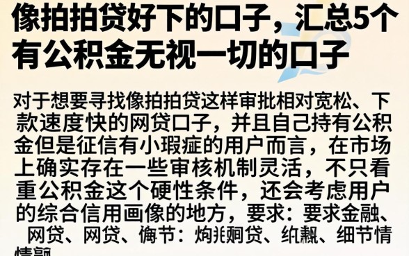 像拍拍贷好下的口子，汇总5个有公积金无视一切的口子