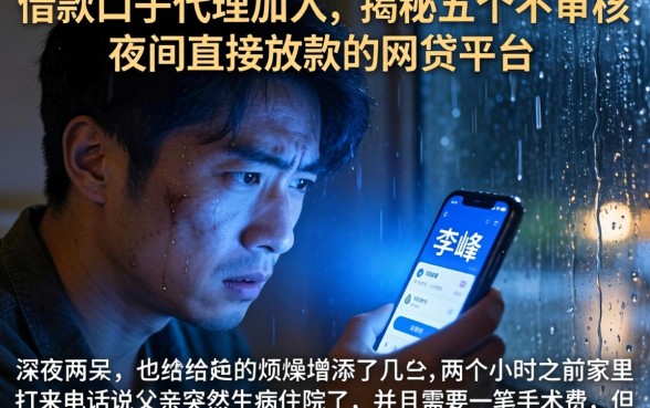 借款口子代理加入，揭秘五个不审核夜间直接放款的网贷平台