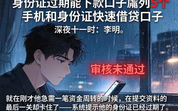 身份证过期能下款的口子，胪列5个手机和身份证快速借钱口子
