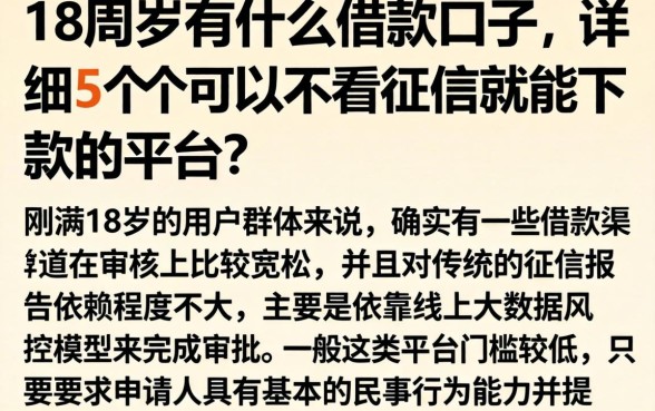 18周岁有什么借款口子，详细阐述5个可以不看征信就能下款的平台