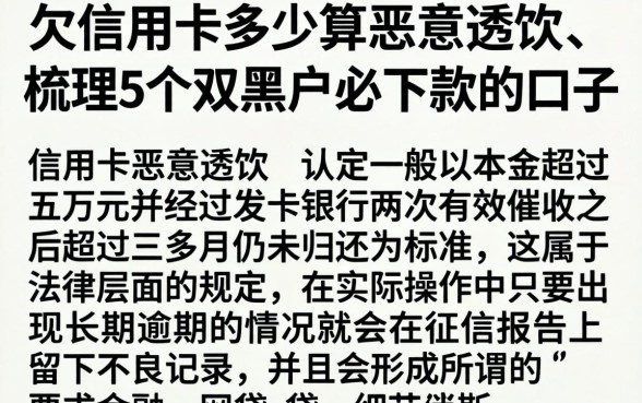 欠信用卡多少算恶意透支，梳理5个双黑户必下款的口子