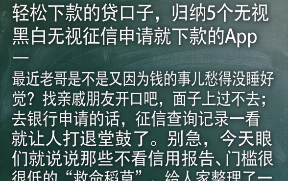 轻松下款的贷口子，归纳5个无视黑白无视征信申请就下款的app