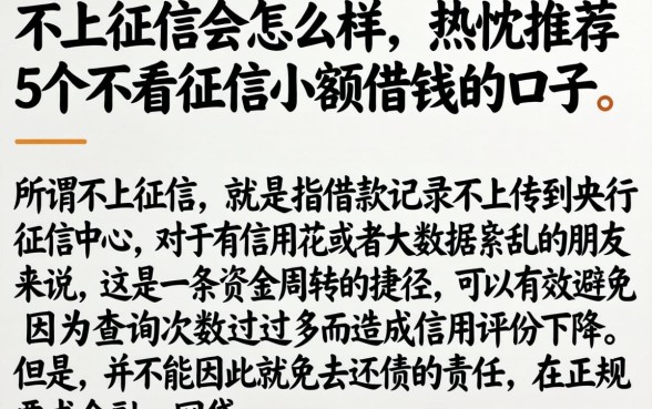 不上征信会怎么样，热忱推荐5个不看征信小额借钱的口子