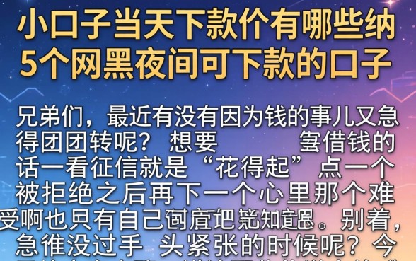 小口子当天下款的有哪些,归纳5个网黑夜间可下款的口子