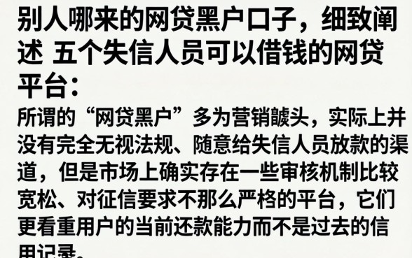 别人哪来的网贷黑户口子，细致阐述五个失信人员可以借钱的网贷平台