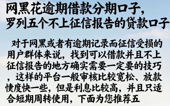 网黑花逾期借款分期口子，罗列五个不上征信报告的贷款口子