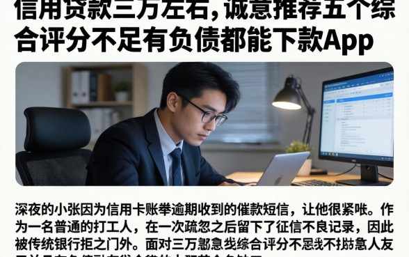 信用贷款三万左右，诚意推荐五个综合评分不足有负债都能下款app