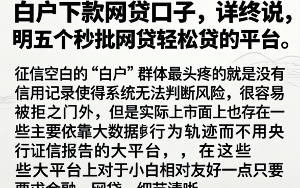 白户下款的网贷口子,详尽说明五个秒批网贷轻松贷的平台