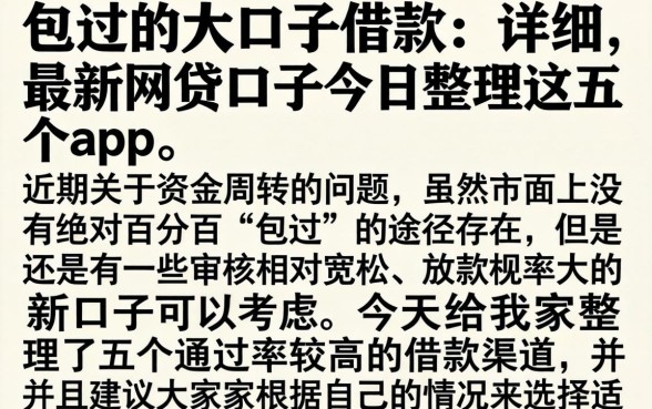 包过的大口子借款,详细阐述五个最新网贷口子今日整理这五个app