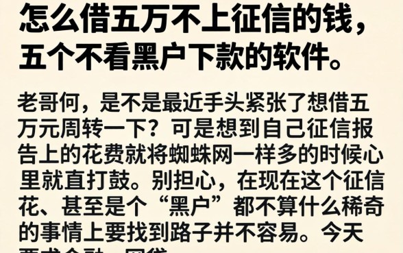 怎么借五万不上征信的钱，详细阐述五个不看黑户下款的软件