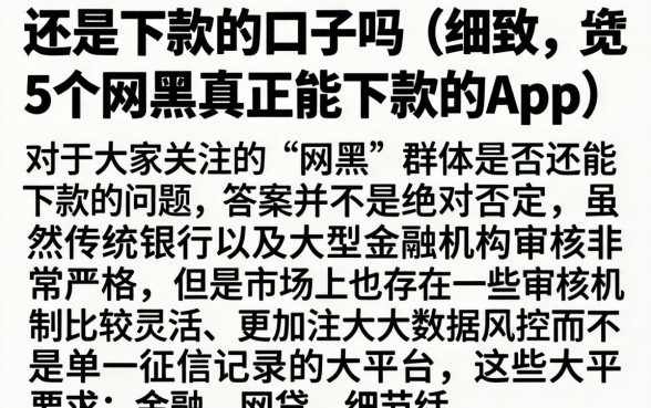 还是下款的口子吗，细致阐述5个网黑真正能下款的app