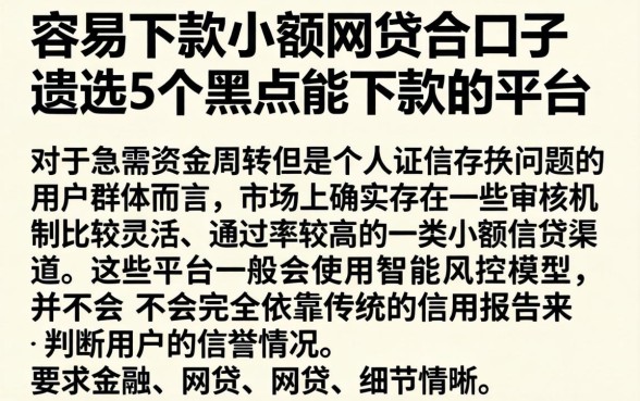 容易下款小额网贷的口子，遴选5个黑户能下款的平台