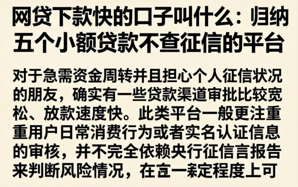 网贷下款快的口子叫什么，归纳五个小额贷款不查征信的平台