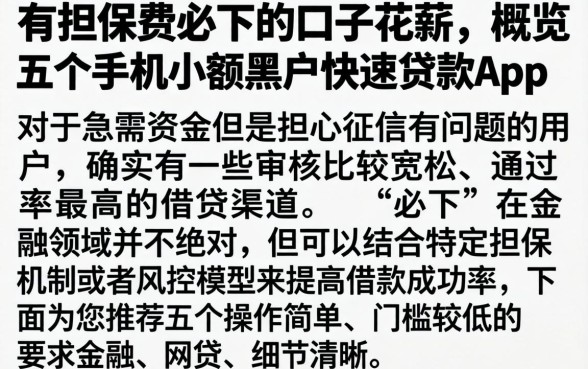 有担保费必下的口子花薪，概览五个手机小额黑户快速贷款app