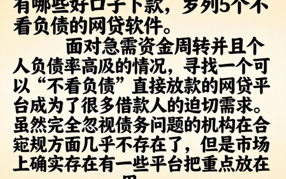 有哪些好口子下款,罗列5个不看负债的网贷软件