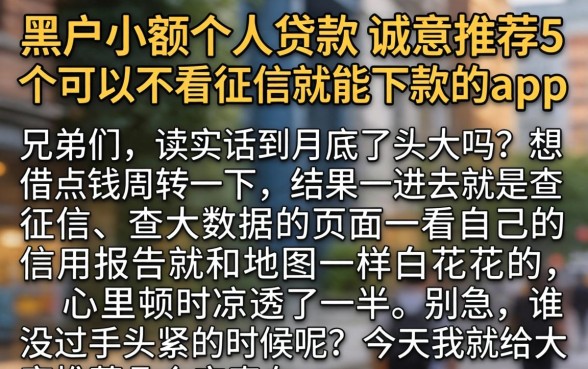 黑户小额个人贷款，诚意推荐5个可以不看征信就能下款的app
