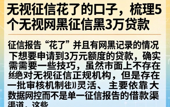 无视征信花了的口子,梳理5个无视网黑征信黑3万贷款