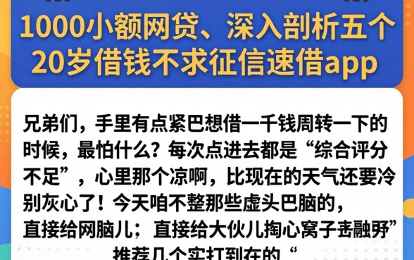 1000小额网贷，深入剖析五个20岁借钱不求征信速借app