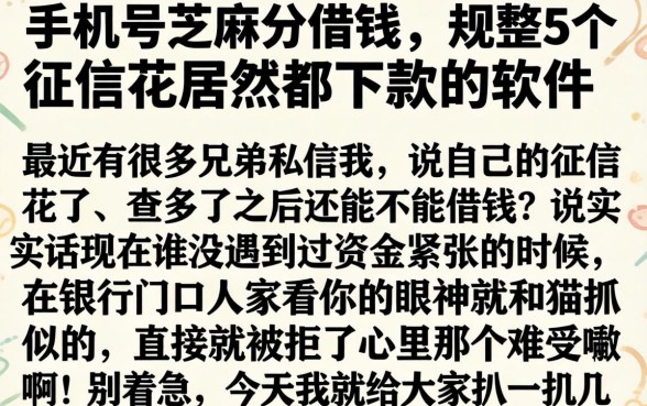 手机号芝麻分借钱，规整5个征信花居然都下款的软件