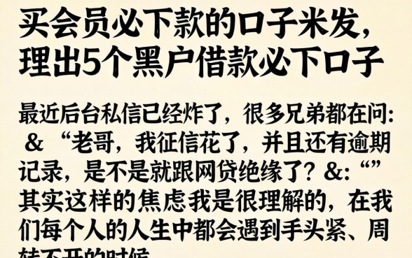 买会员必下款的口子米发，理出5个黑户借款必下口子