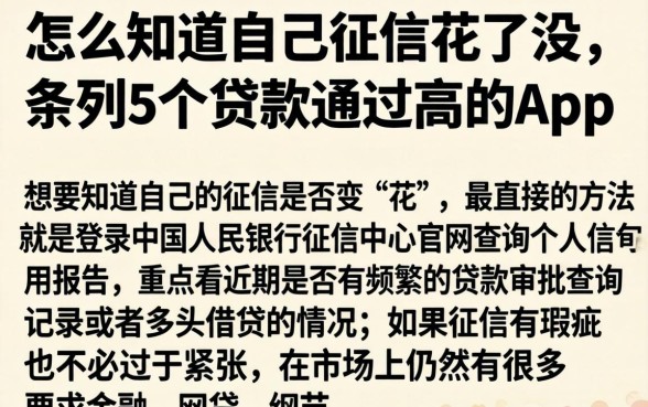 怎么知道自己征信花了没，条列5个贷款通过高的app