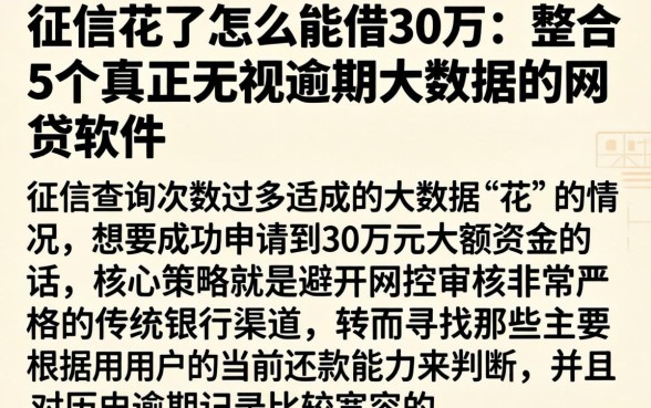 征信花了怎么能借30万，整合5个真正无视逾期大数据的网贷软件