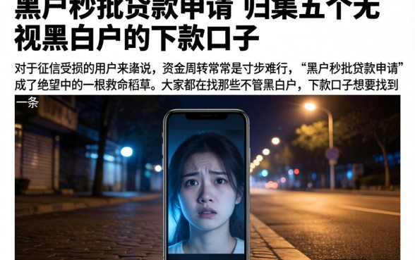 黑户秒批贷款申请，归集五个无视黑白户的下款口子