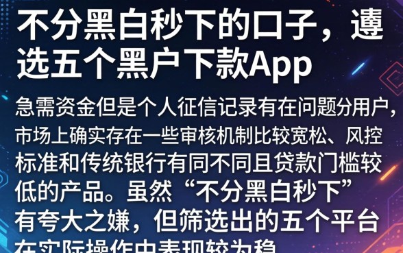 不分黑白秒下的口子，遴选五个黑户下款app