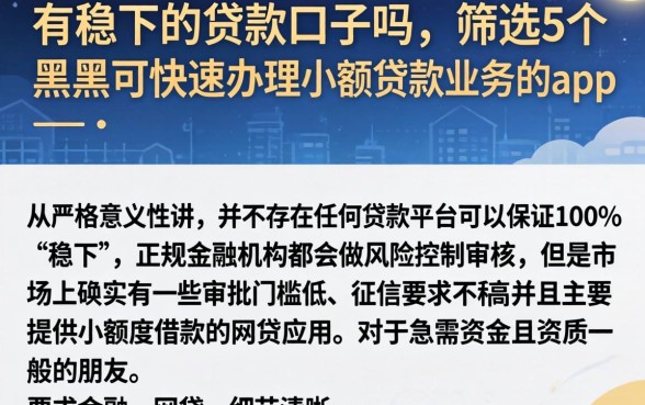 有稳下的贷款口子吗，筛选5个黑户可快速办理小额贷款业务的app