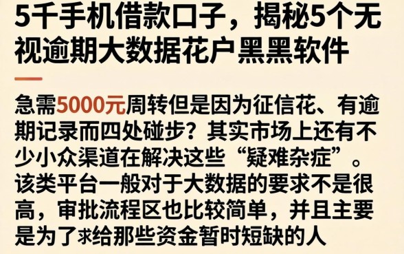 5千手机借款口子，揭秘5个无视逾期大数据花户黑户软件