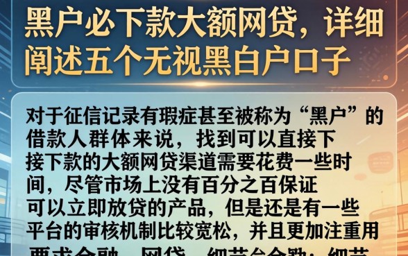 黑户必下款大额网贷，详细阐述五个无视黑白户口子