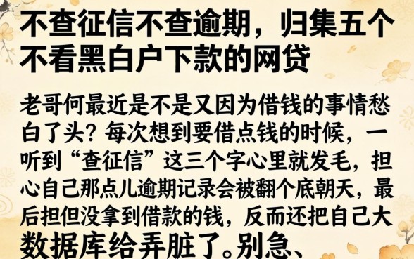 不查征信不查逾期，归集五个不看黑白户下款的网贷